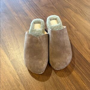 Beek Taupe Suede Clogs with shearling in like new condition.